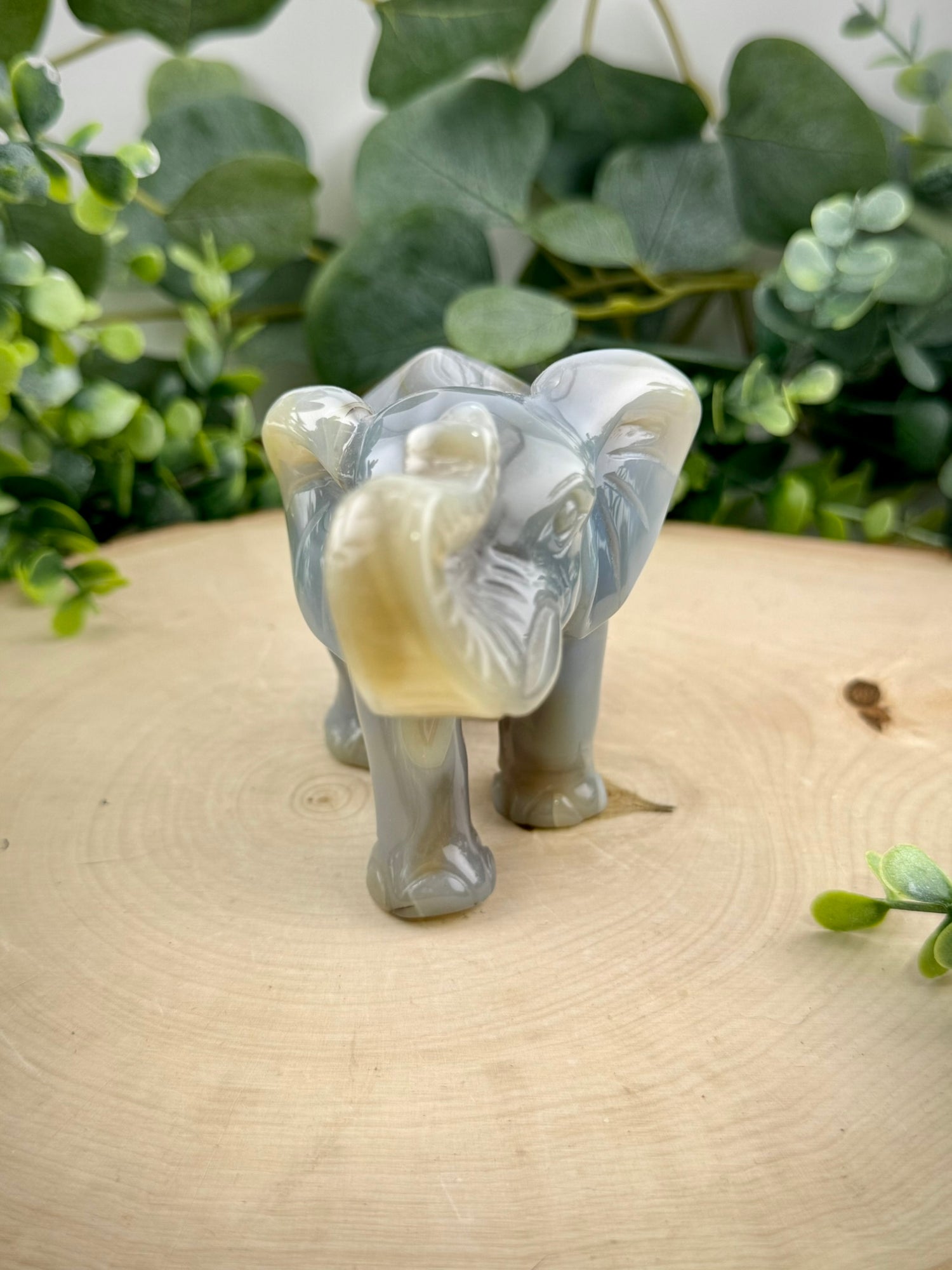 Agate Elephant Carving | Large Natural Stone Elephant Statement