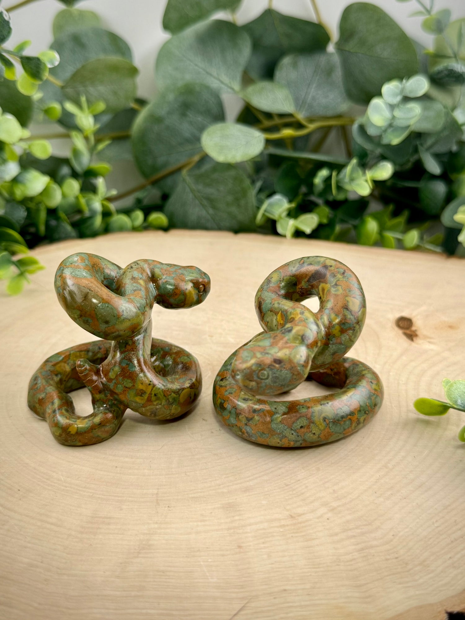 Fruit Jasper Snake Carving | Natural Stone Snake Figurine