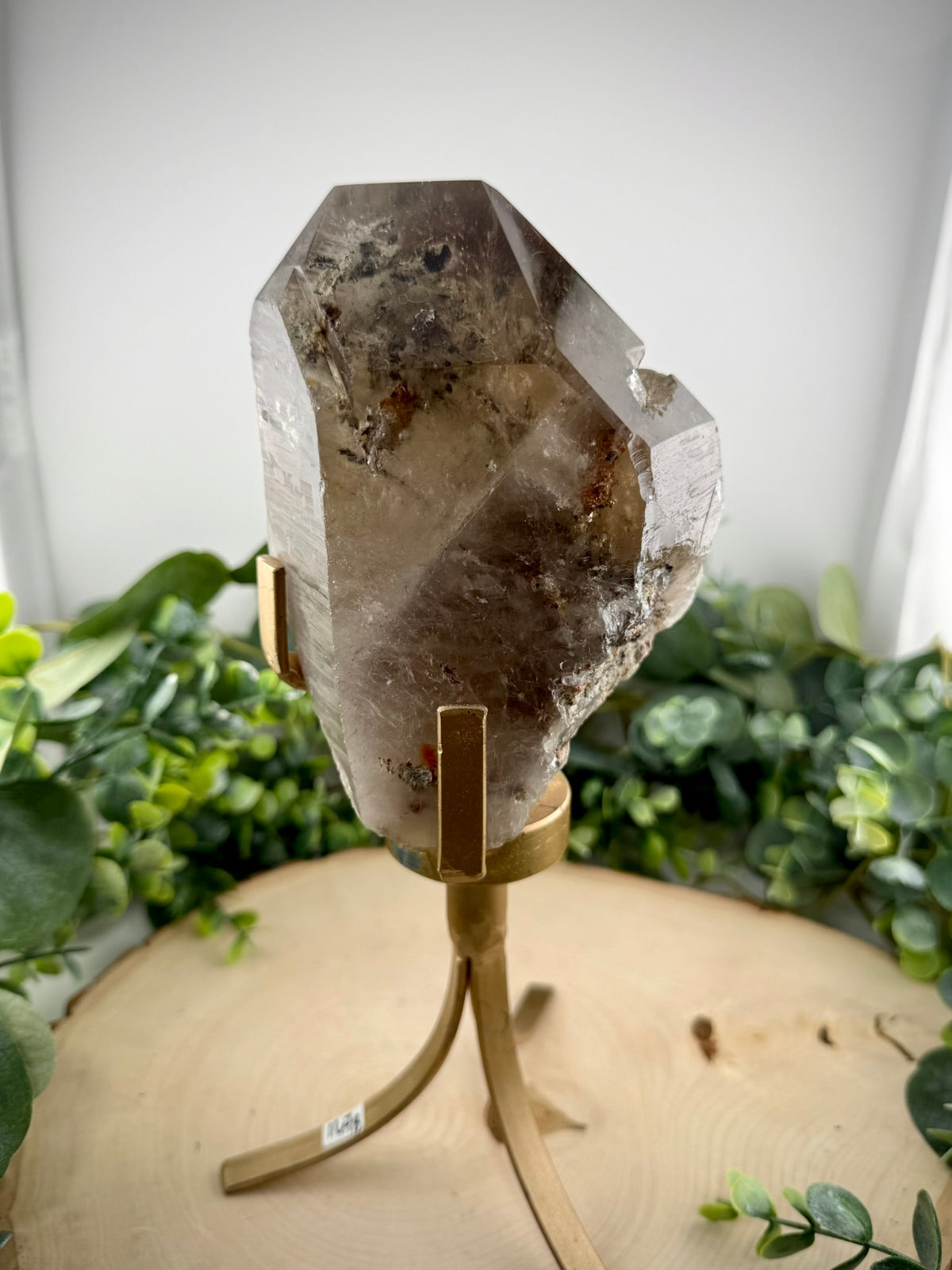 Brazilian Included Quartz Rotating Display Statements | Half Polished Half Raw Crystal with Stand - Still Water Crystals