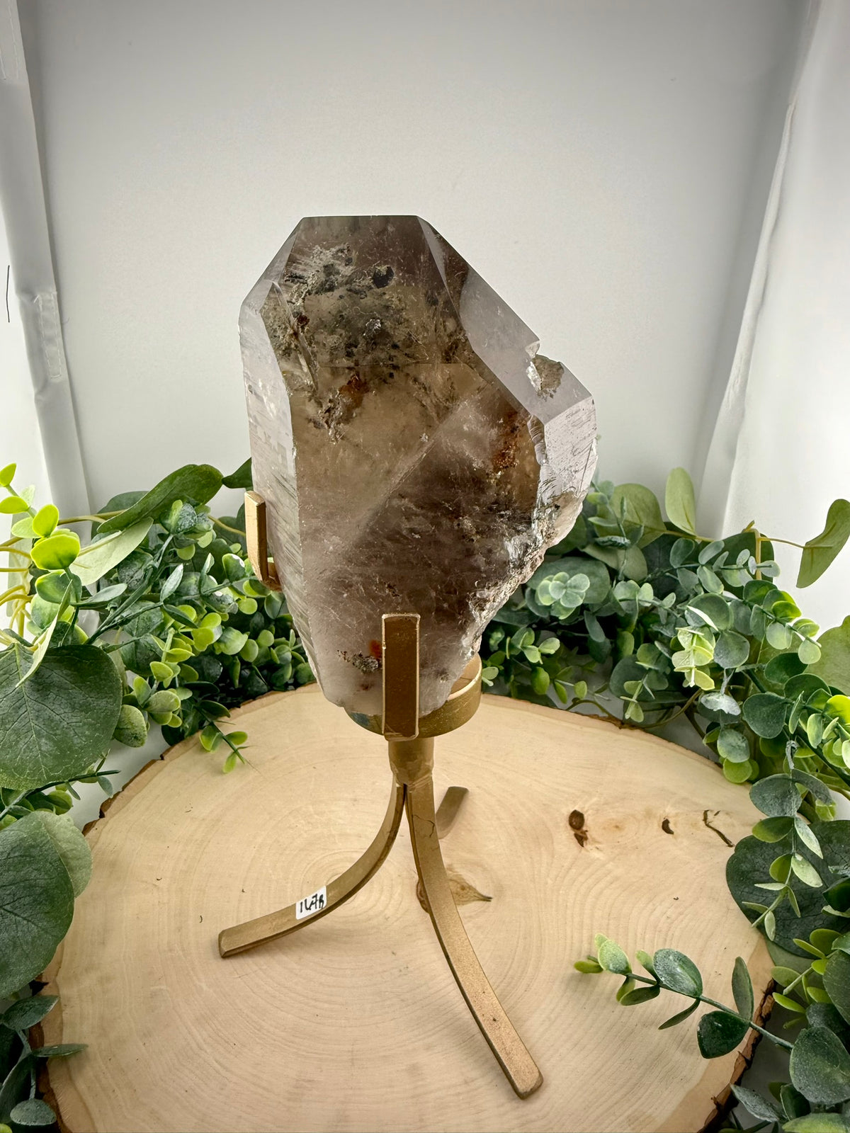 Brazilian Included Quartz Rotating Display Statements | Half Polished Half Raw Crystal with Stand - Still Water Crystals