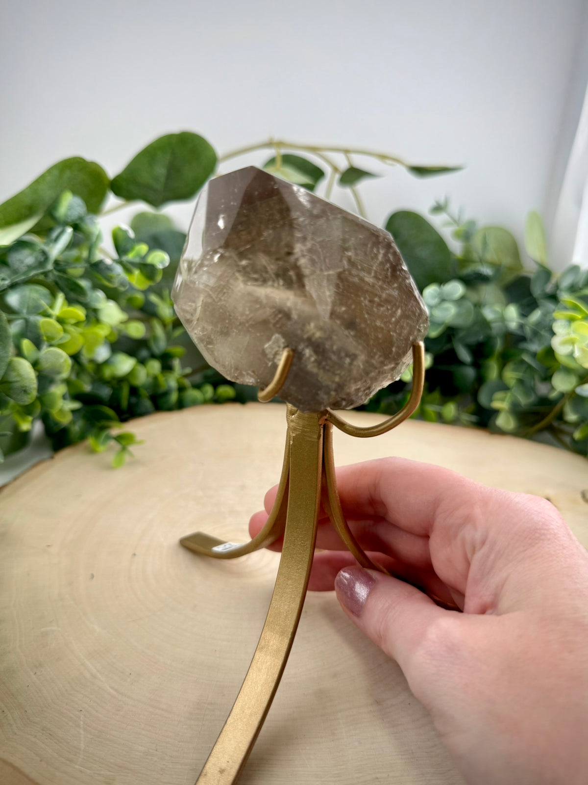 Brazilian Included Quartz Stationary Display Statements | Half Polished Half Raw Crystal with Stand - Still Water Crystals
