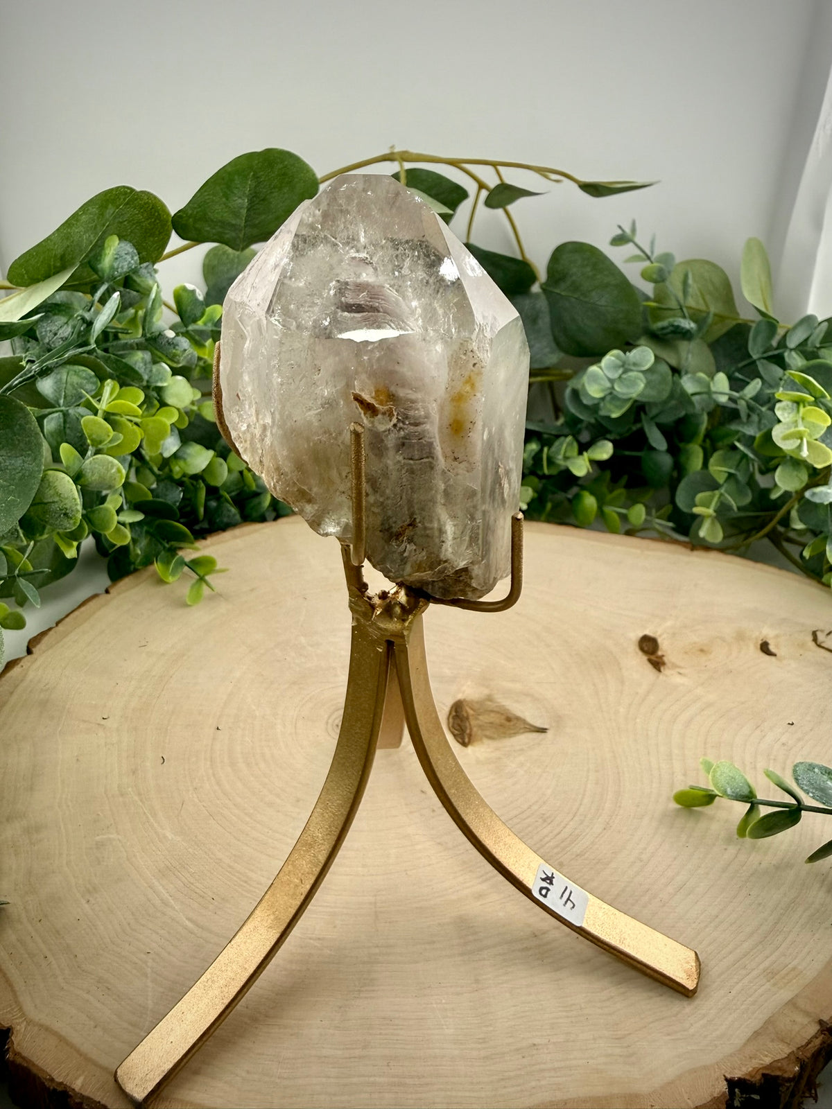 Brazilian Included Quartz Stationary Display Statements | Half Polished Half Raw Crystal with Stand - Still Water Crystals