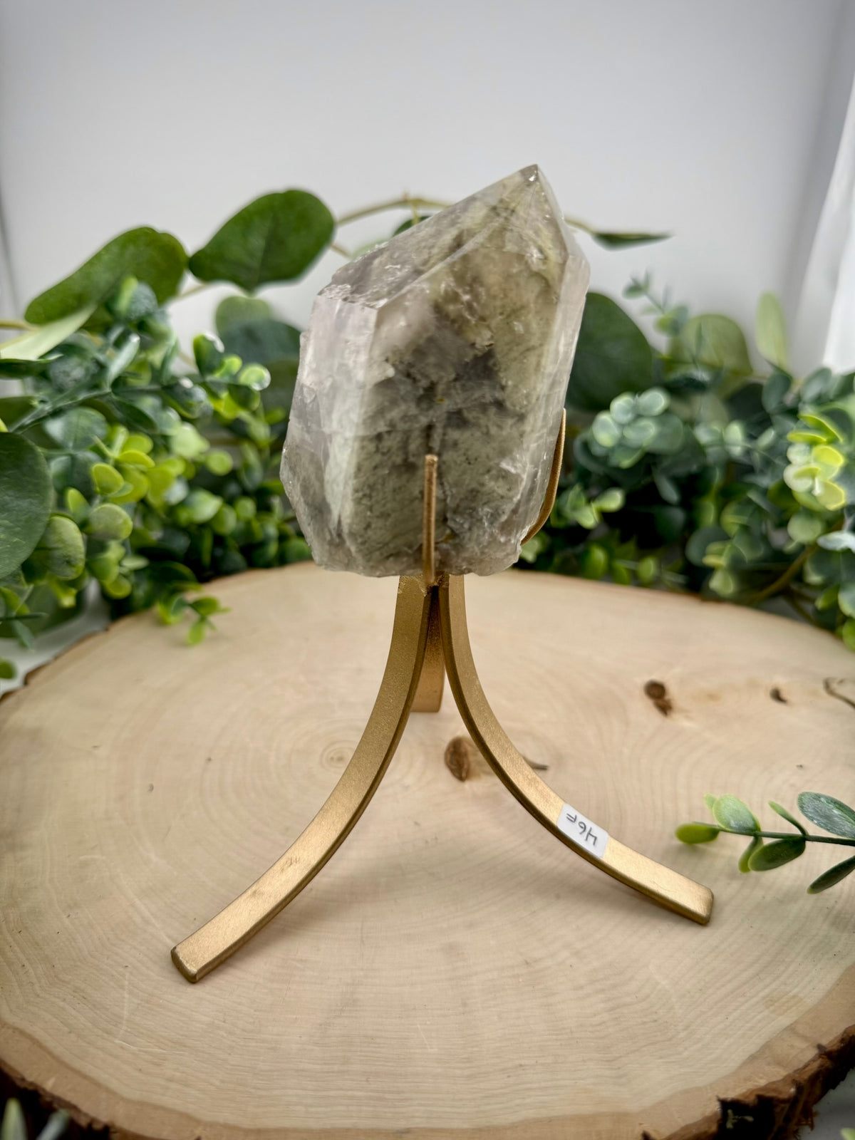 Brazilian Included Quartz Stationary Display Statements | Half Polished Half Raw Crystal with Stand - Still Water Crystals