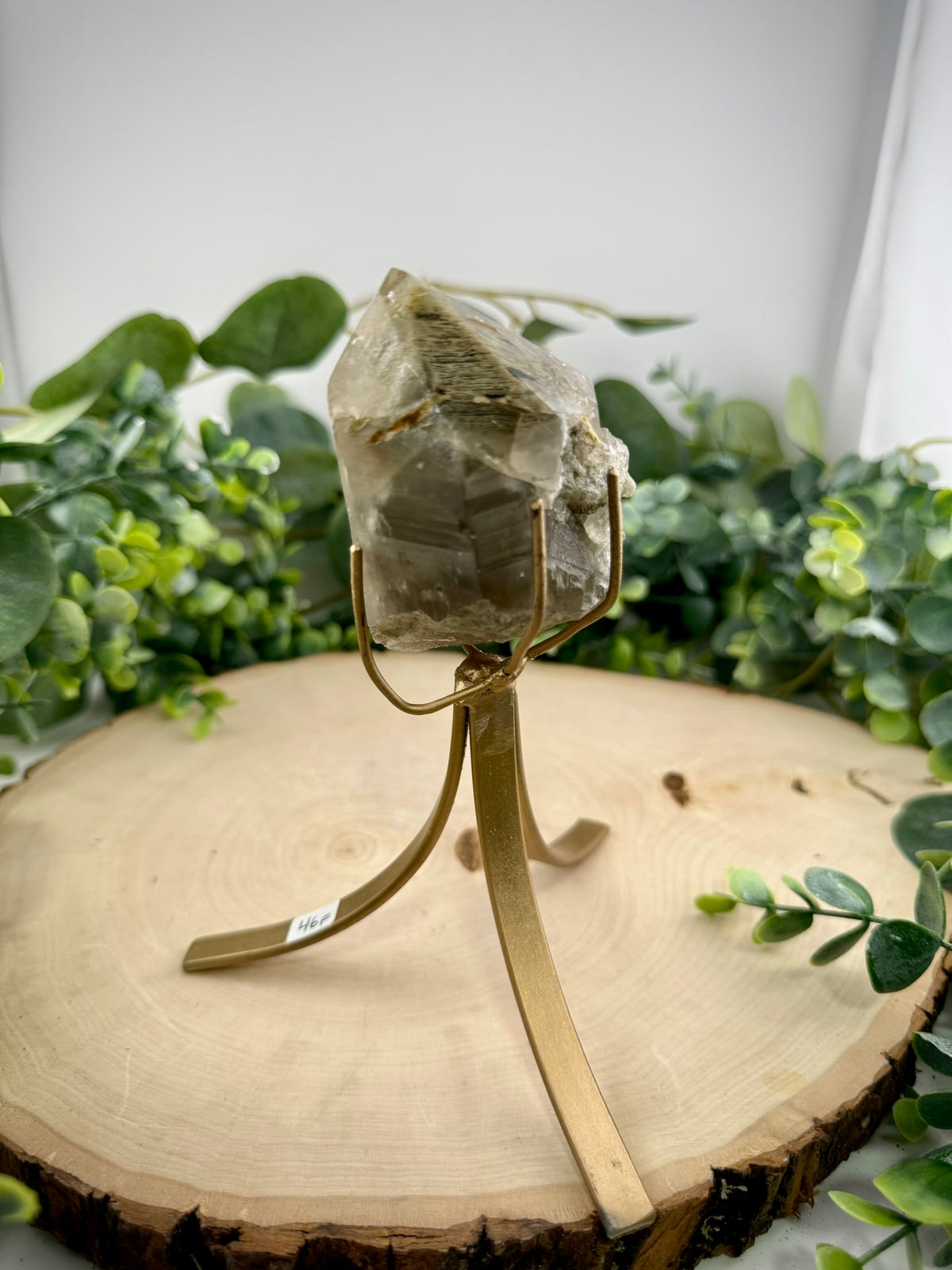 Brazilian Included Quartz Stationary Display Statements | Half Polished Half Raw Crystal with Stand - Still Water Crystals