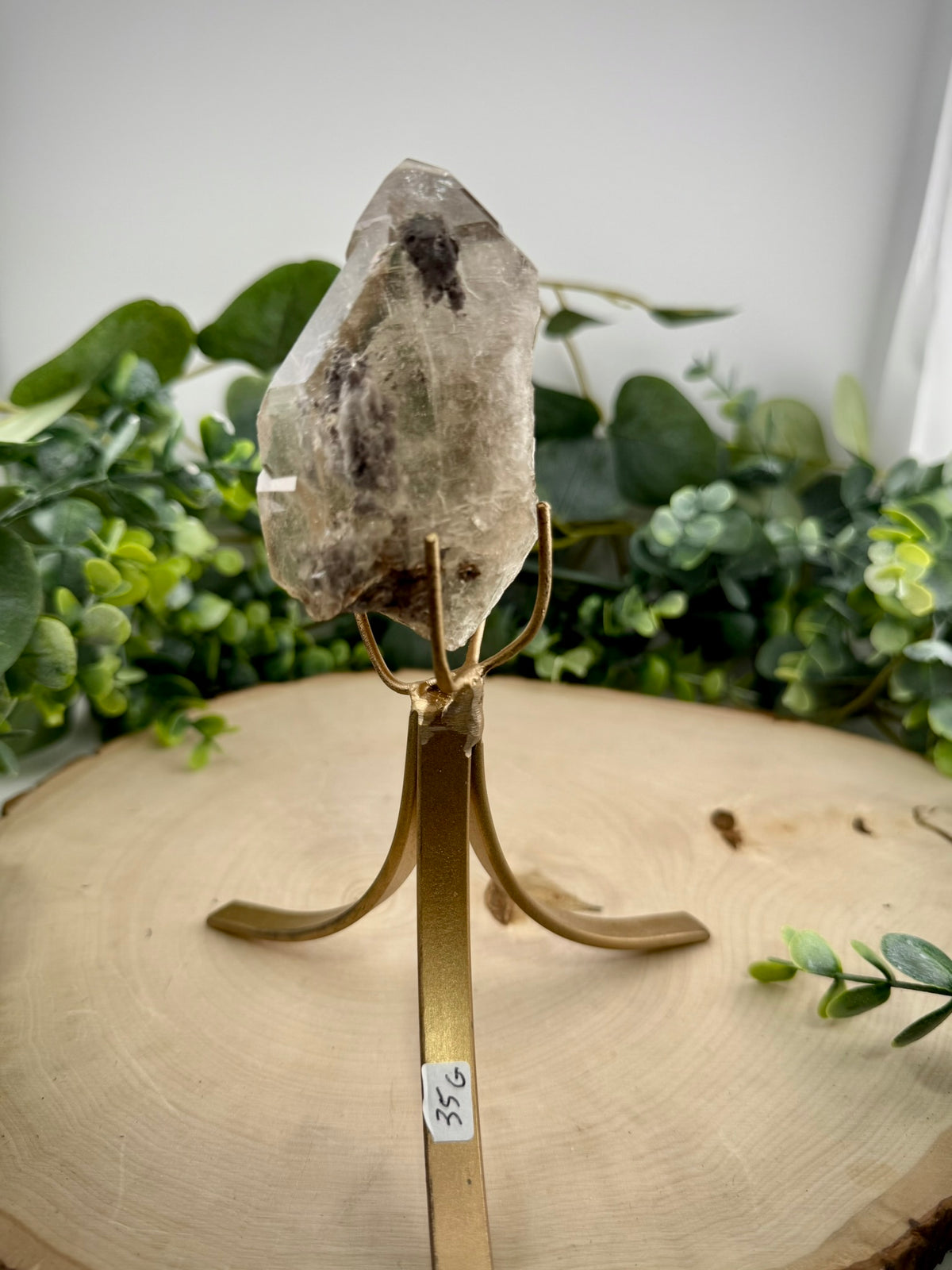 Brazilian Included Quartz Stationary Display Statements | Half Polished Half Raw Crystal with Stand - Still Water Crystals