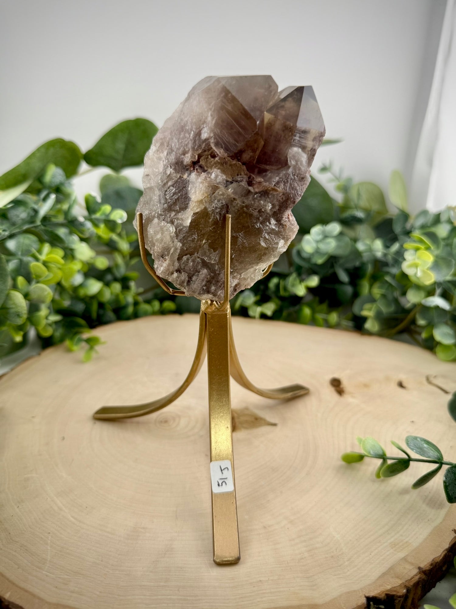 Brazilian Included Quartz Stationary Display Statements | Half Polished Half Raw Crystal with Stand