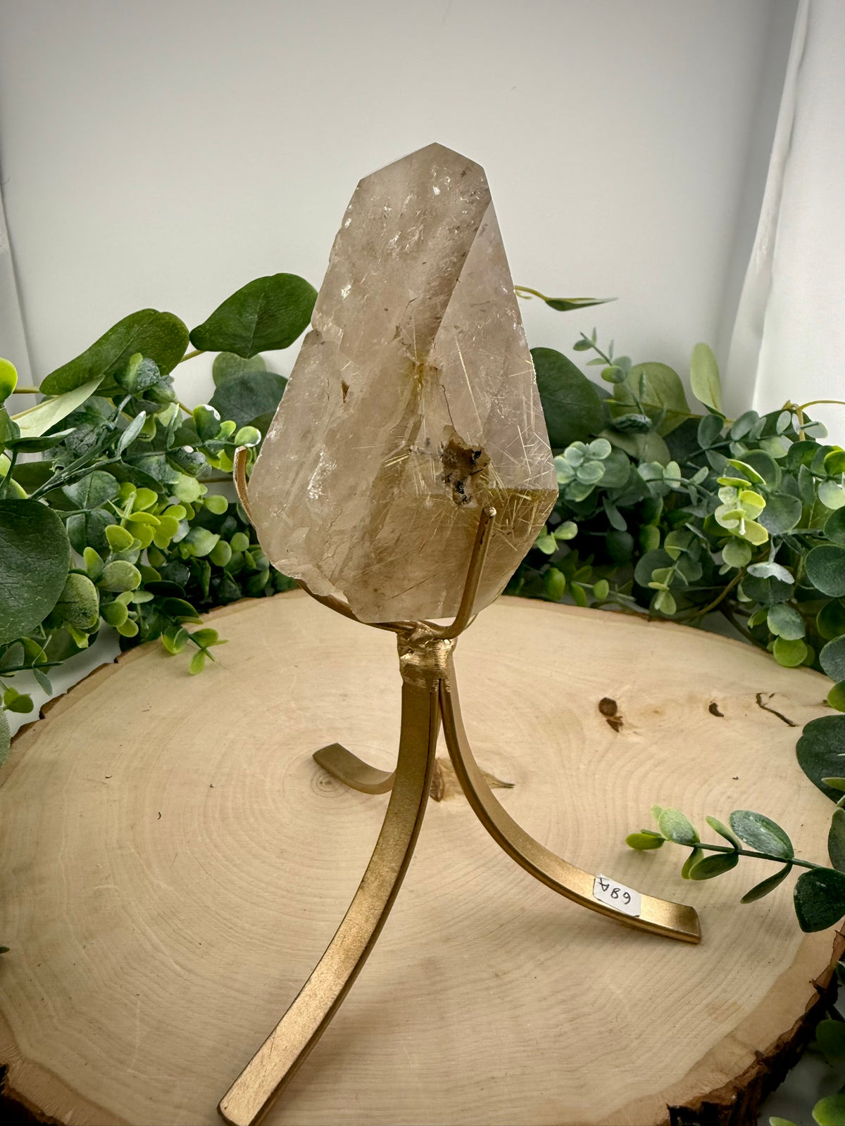 Brazilian Gold Rutilated Quartz | Raw &amp; Polished Crystal with Custom Stand - Still Water Crystals