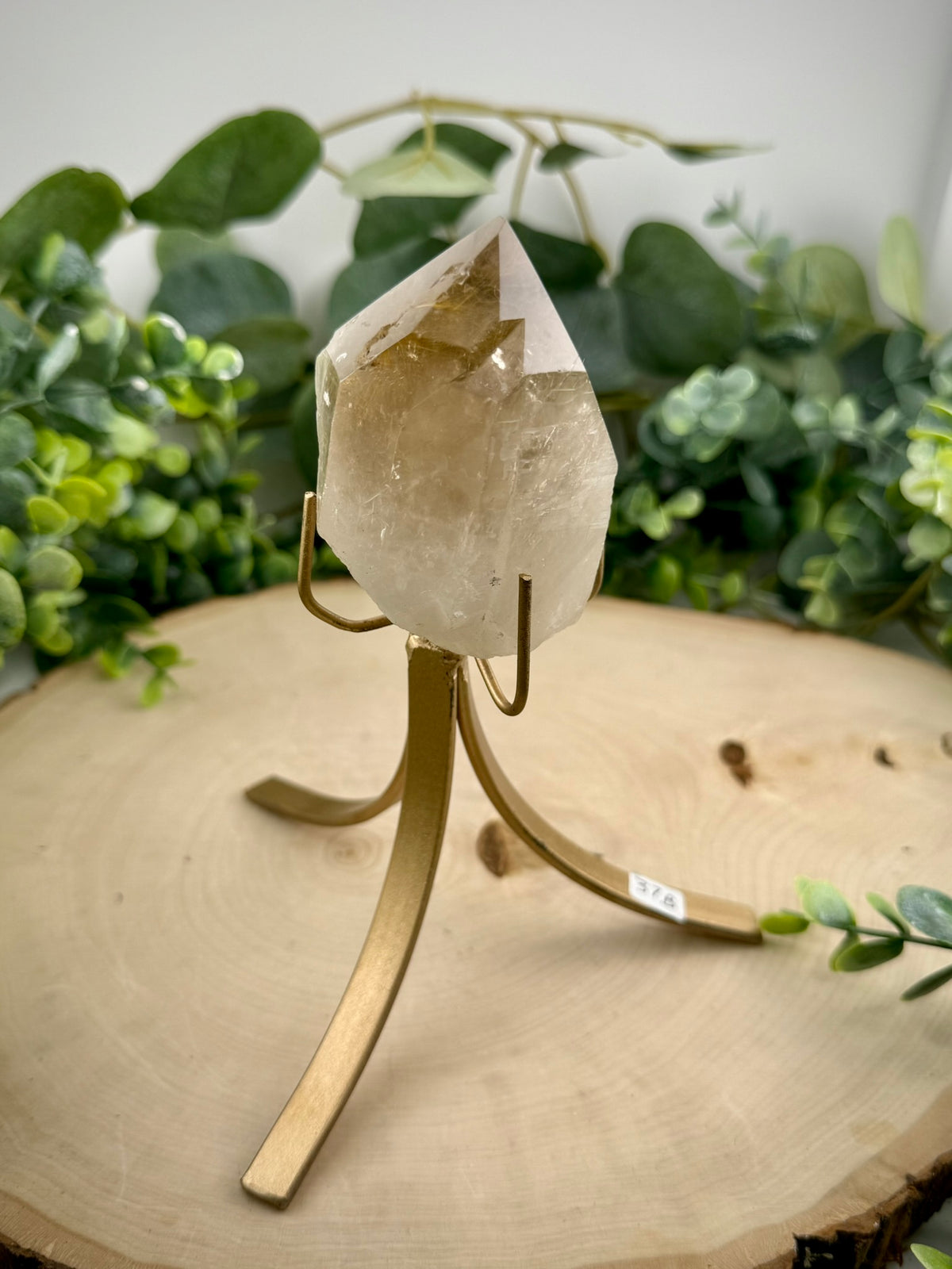 Brazilian Gold Rutilated Quartz | Raw &amp; Polished Crystal with Custom Stand - Still Water Crystals
