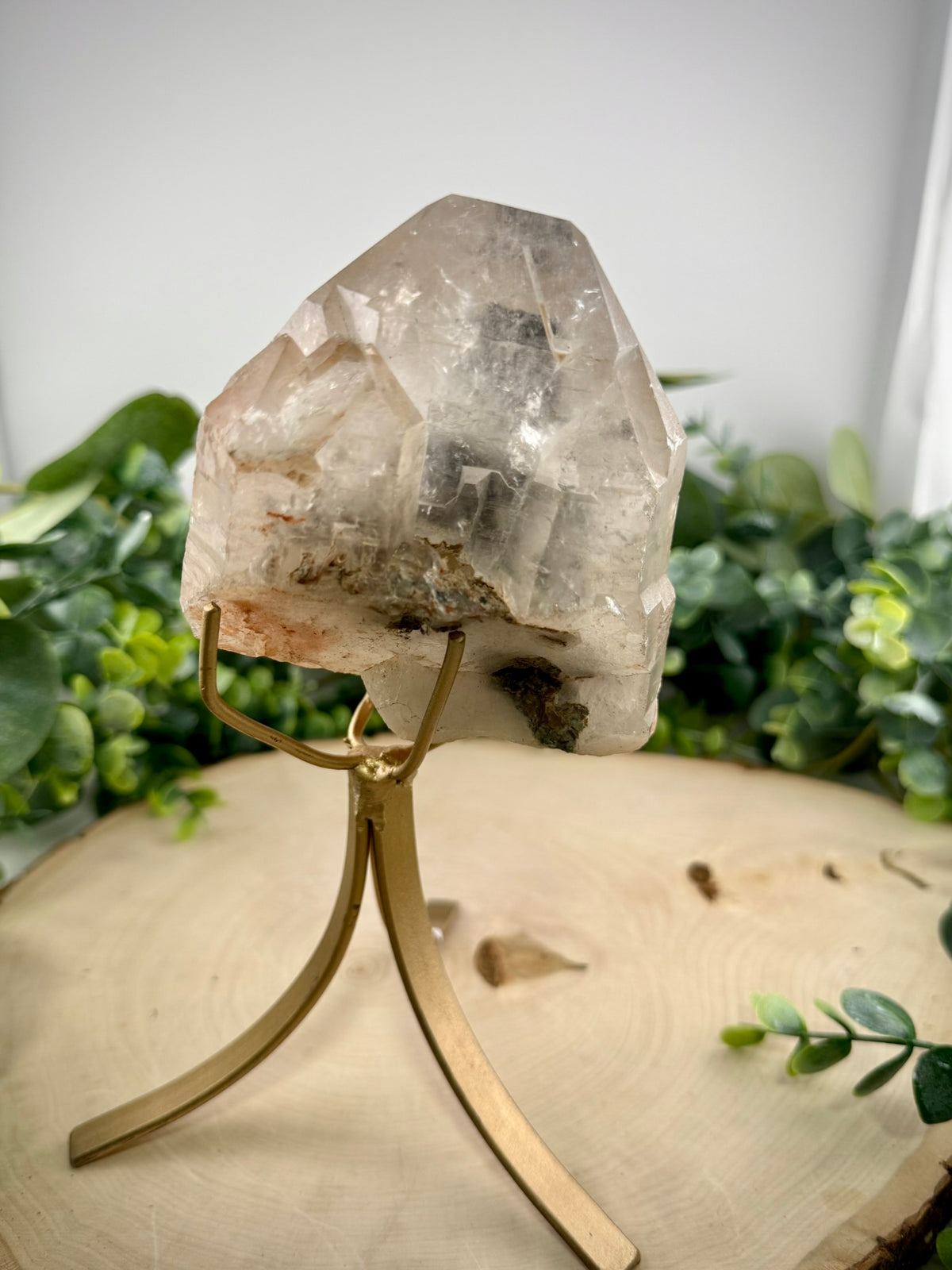Brazilian Gold Rutilated Quartz | Raw &amp; Polished Crystal with Custom Stand - Still Water Crystals