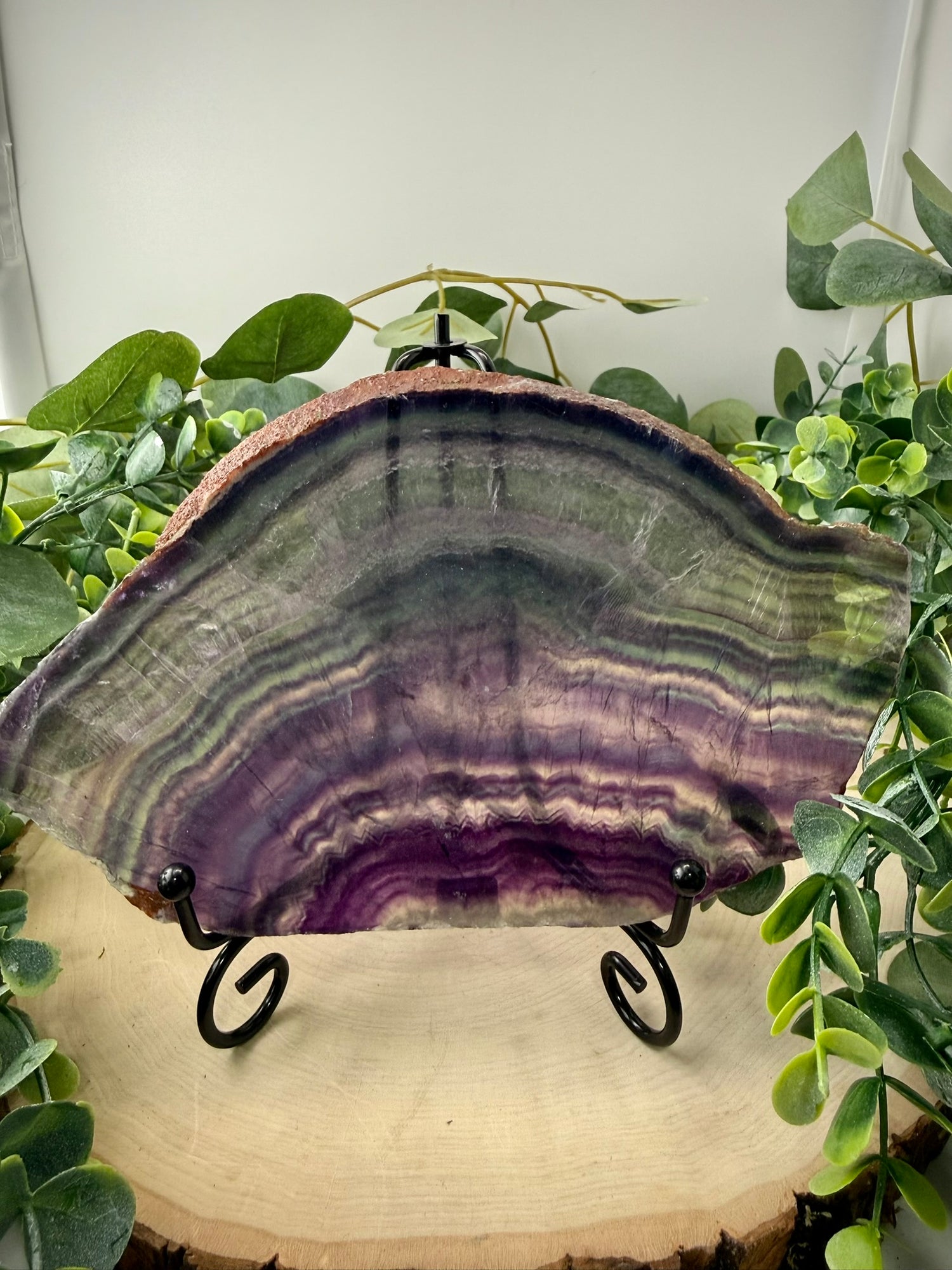Rainbow Fluorite Slab | Natural Polished Fluorite Display Stone