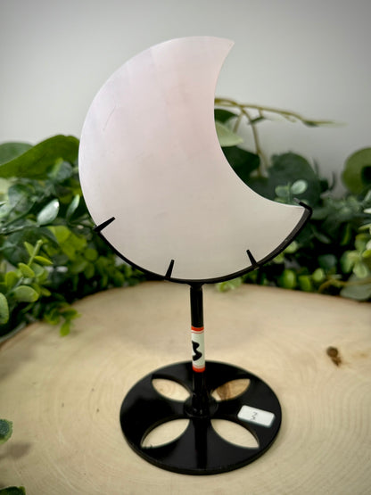 Mangano Calcite Moon Carving | Crescent Moon on Custom Display Stand