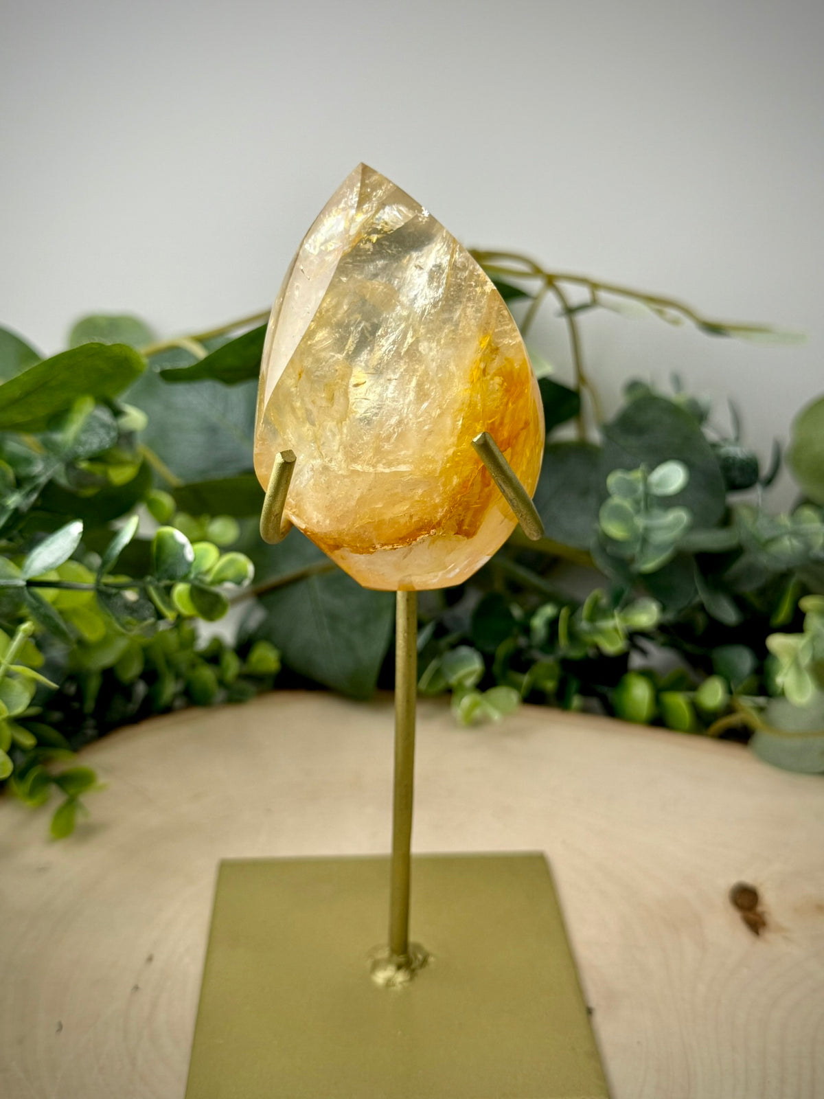 Golden Healer Quartz Flame | Brazilian Crystal on Custom Display Stand - Still Water Crystals