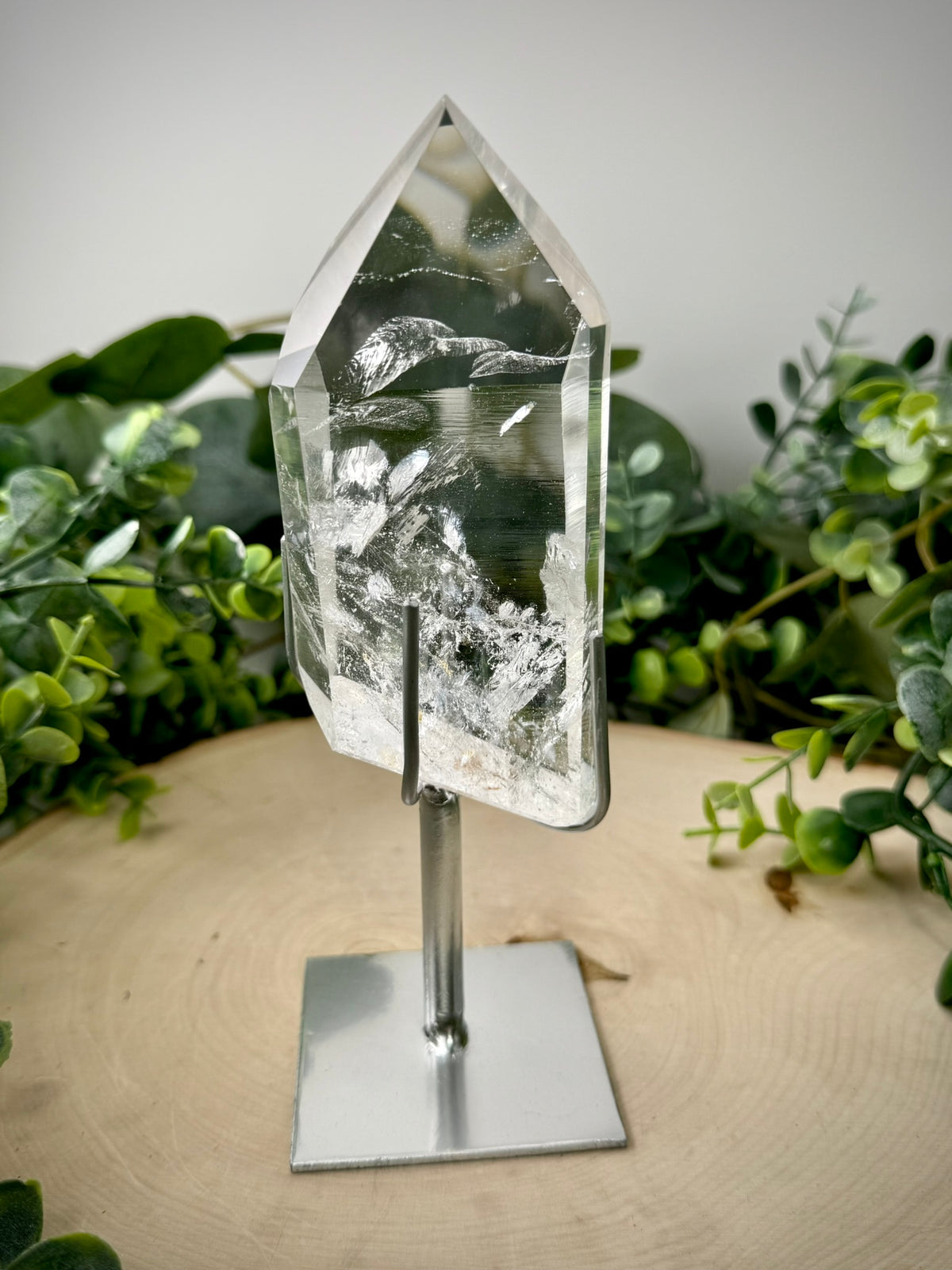 Brazilian Polished Lemurian Quartz | Natural Crystal with Custom Display Stand - Still Water Crystals