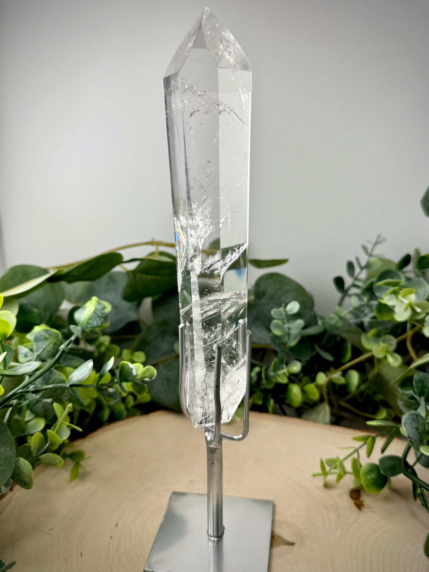 Brazilian Polished Lemurian Quartz | Natural Crystal with Custom Display Stand