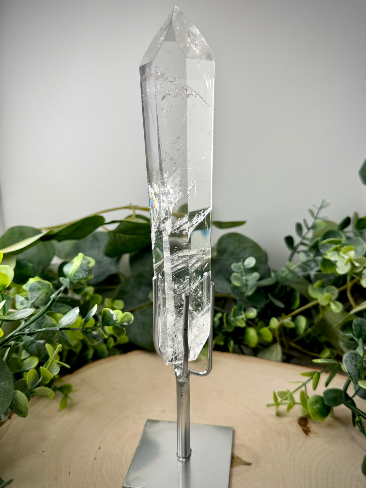 Brazilian Polished Lemurian Quartz | Natural Crystal with Custom Display Stand - Still Water Crystals