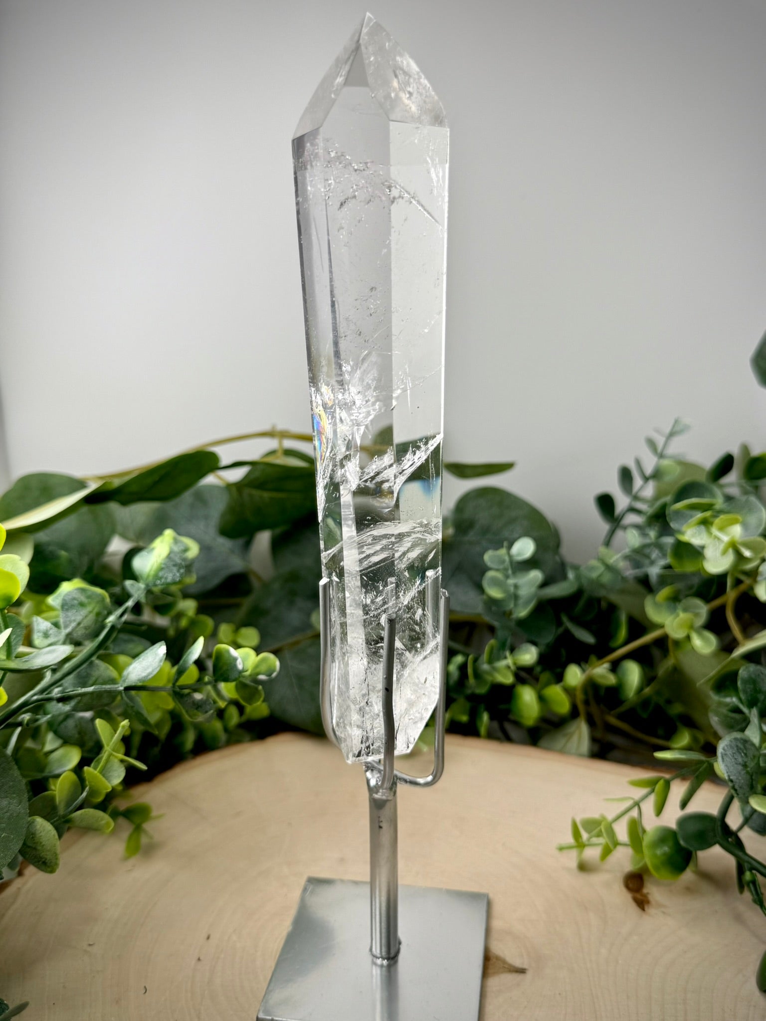Brazilian Polished Lemurian Quartz | Natural Crystal with Custom Display Stand