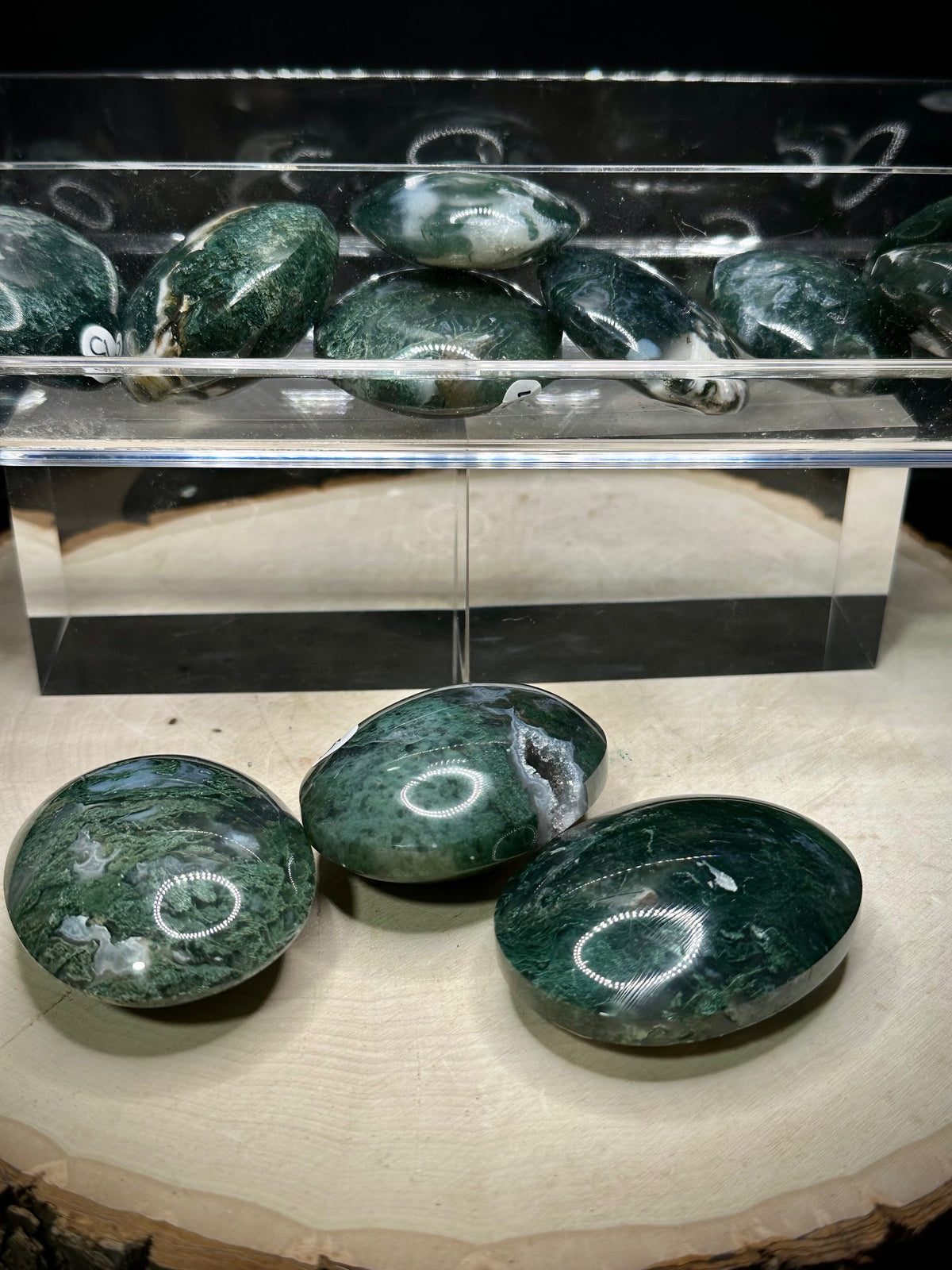 Indonesian Moss Agate Palm Stones | Natural Green Moss Agate Palm Crystals