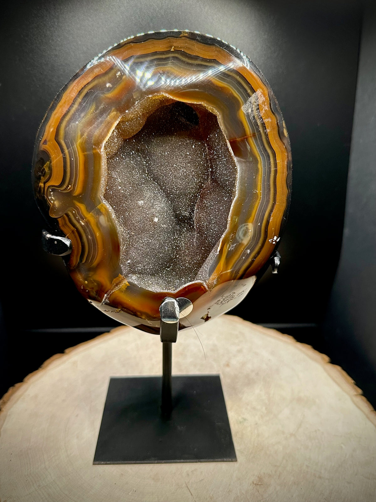 Brazilian Druzy Agate on Stand | Natural Druzy Agate Display Pieces with UV Fluorescence