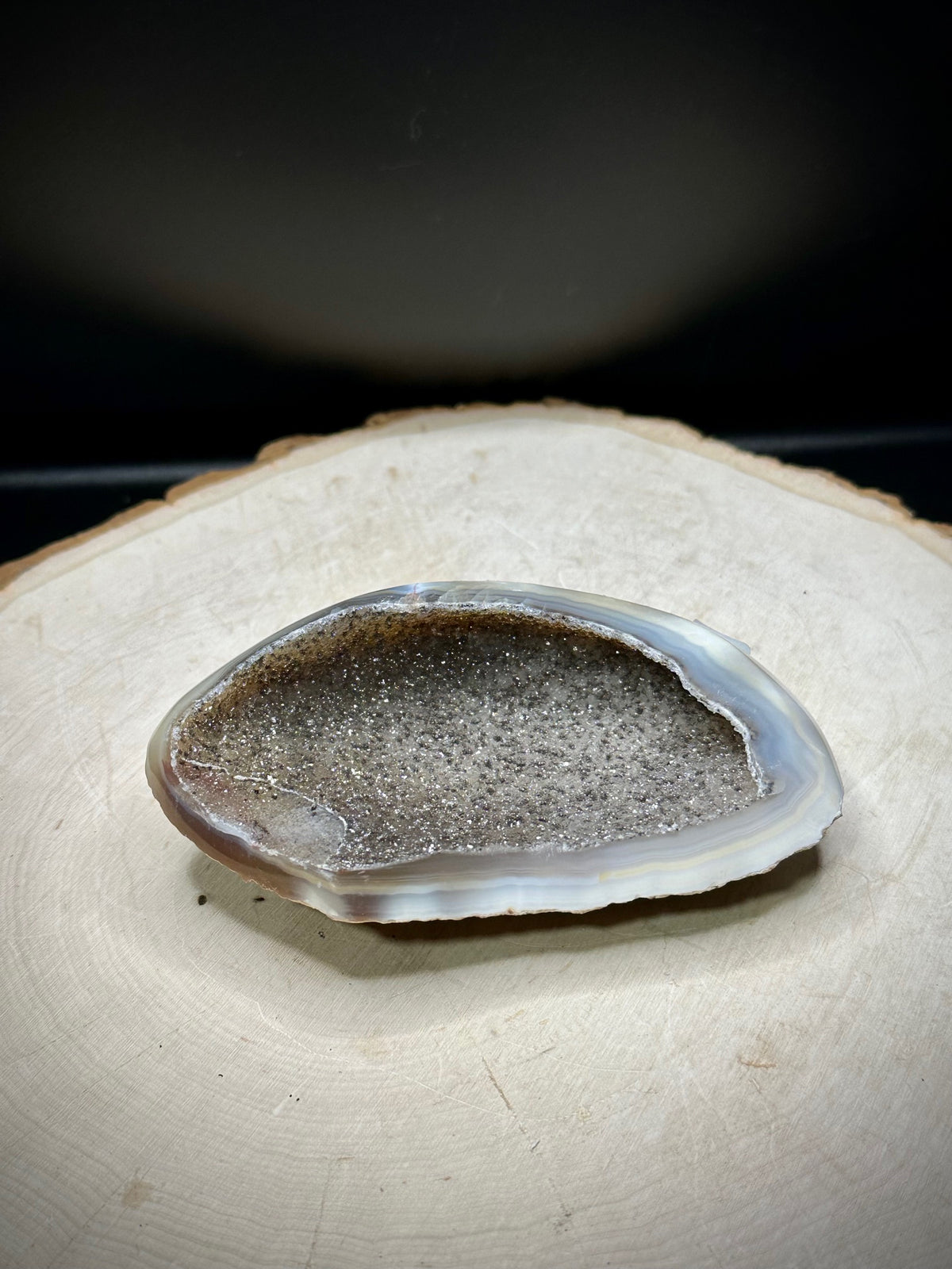 Brazilian Druzy Agate on Stand | Natural Druzy Agate Display Pieces with UV Fluorescence