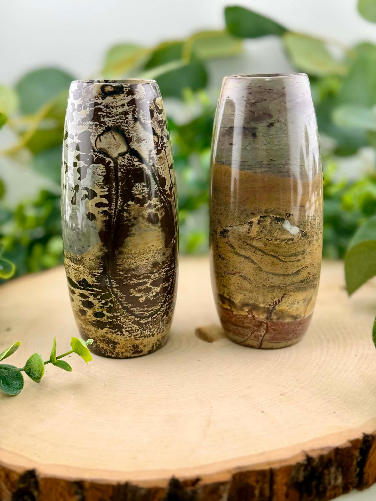 Picture Jasper Vase | Natural Stone Gemstone Vase Decor - Still Water Crystals