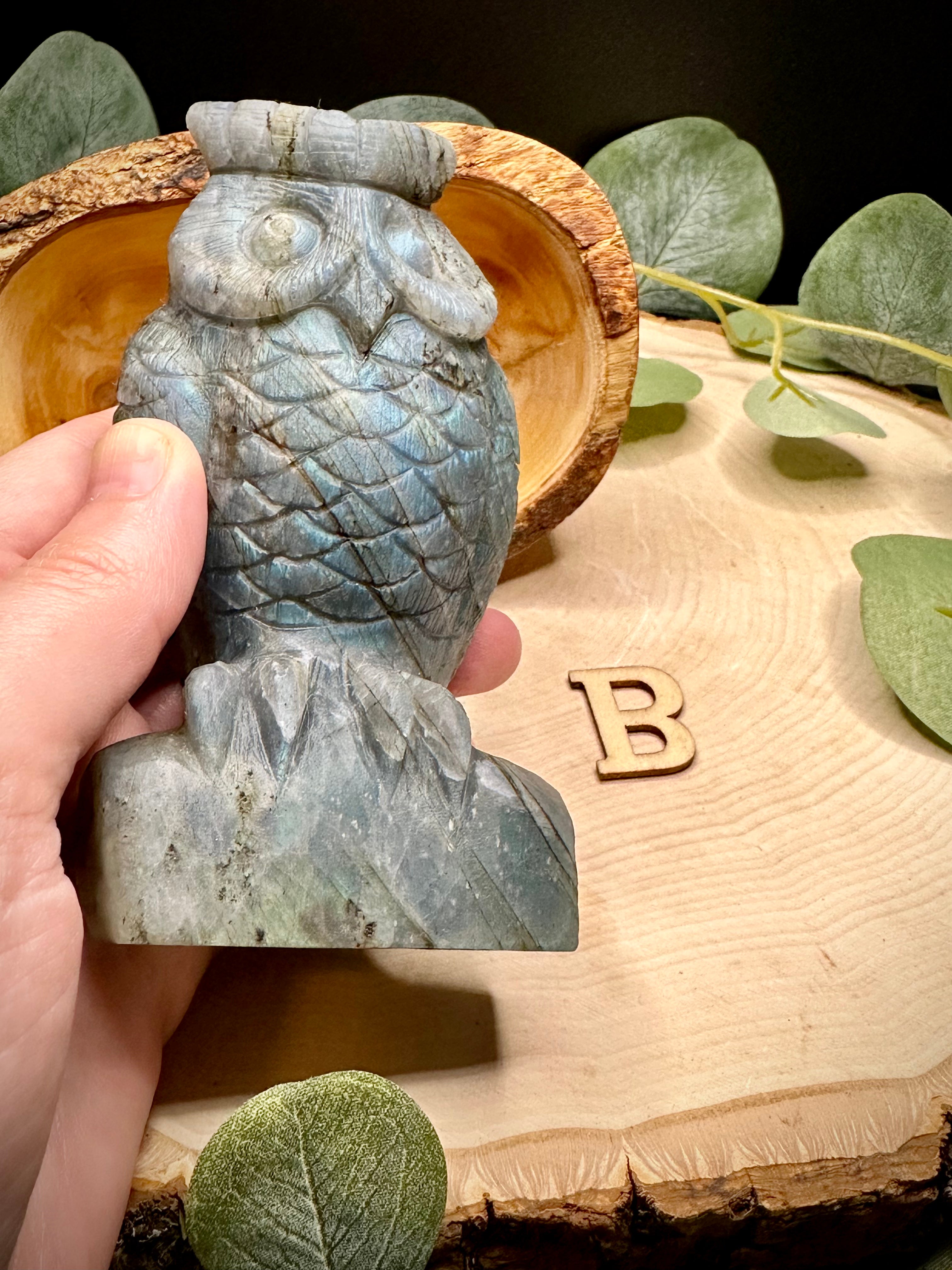 Handcarved Labradorite Owl