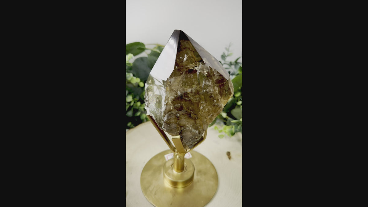 Brazilian Citrine Elestial Quartz on Rotating Stand