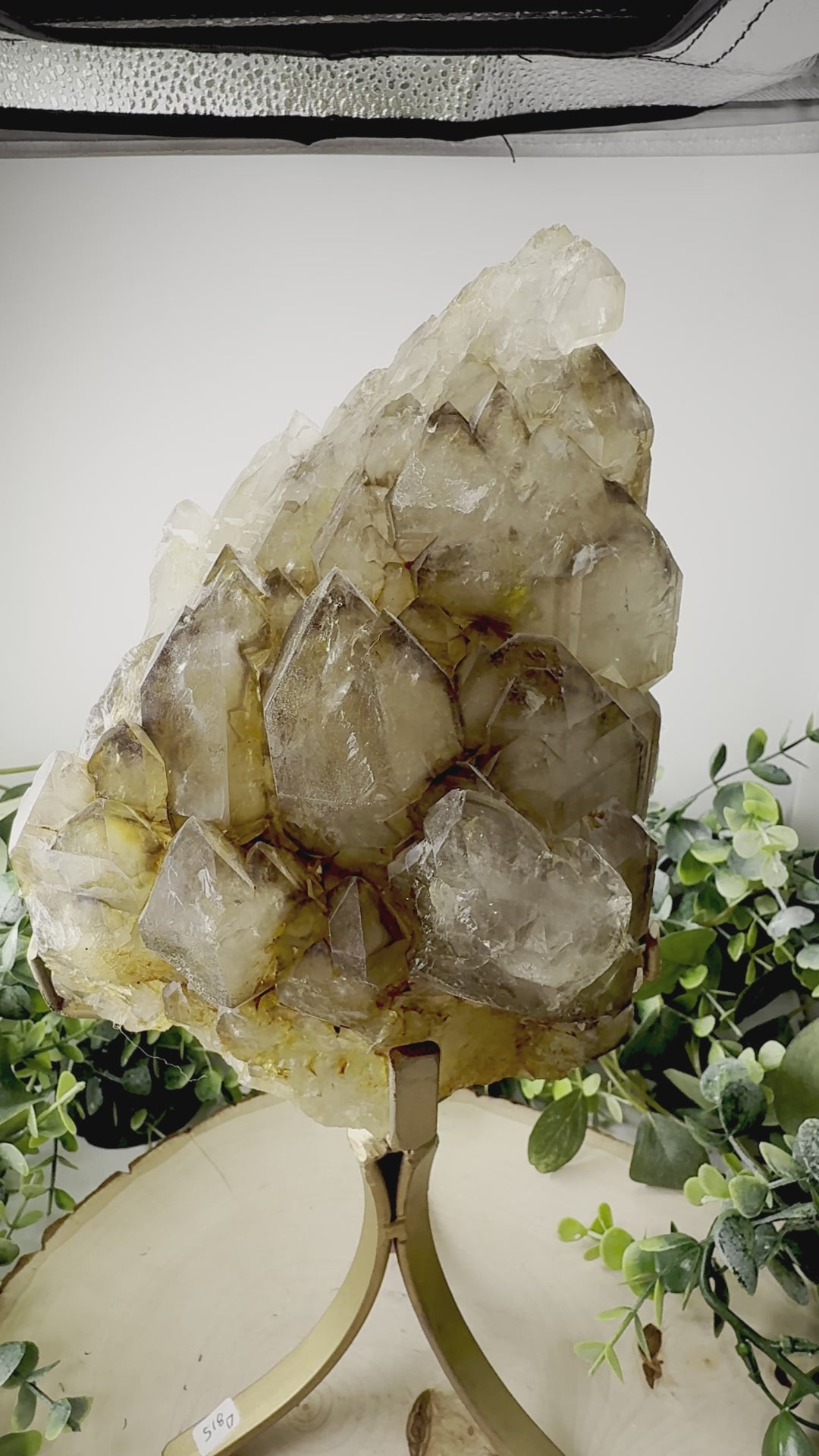 Brazilian Smoky Elestial Quartz on Rotating Stand