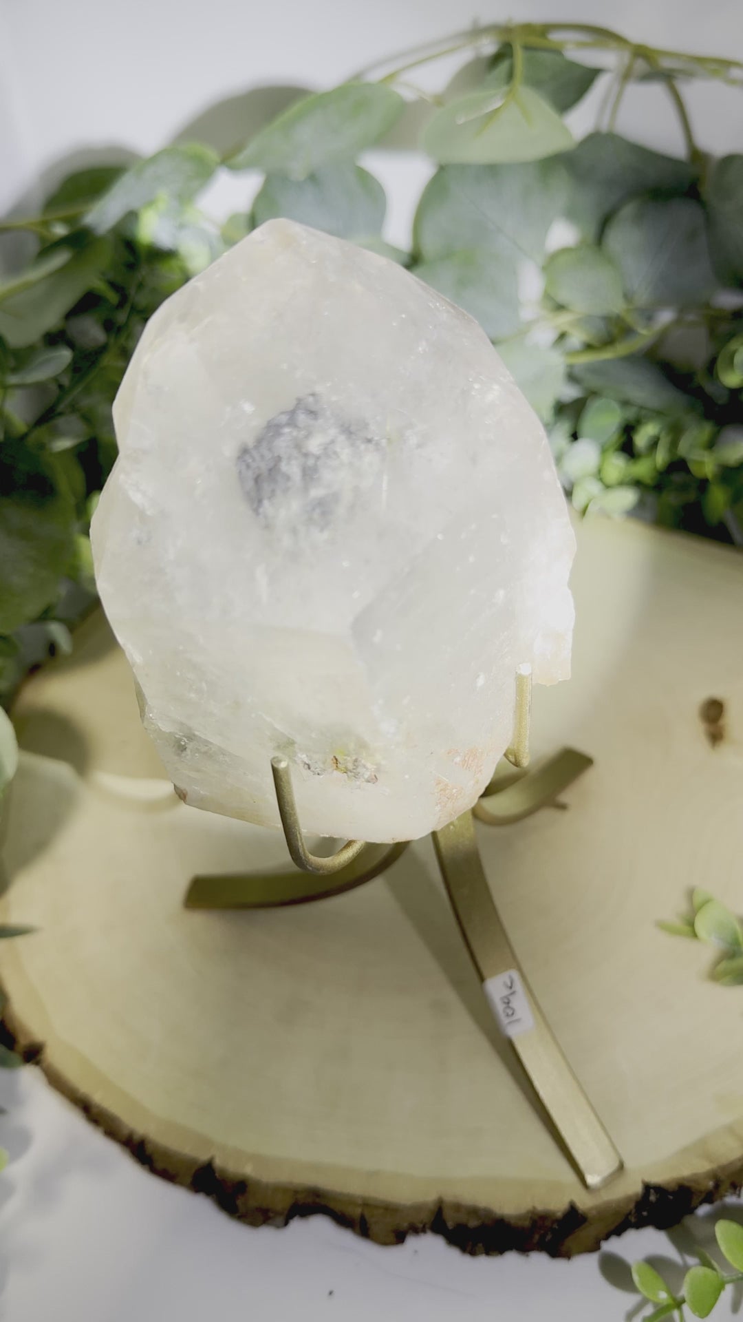 Brazilian Gold Rutilated Quartz on Display Stand