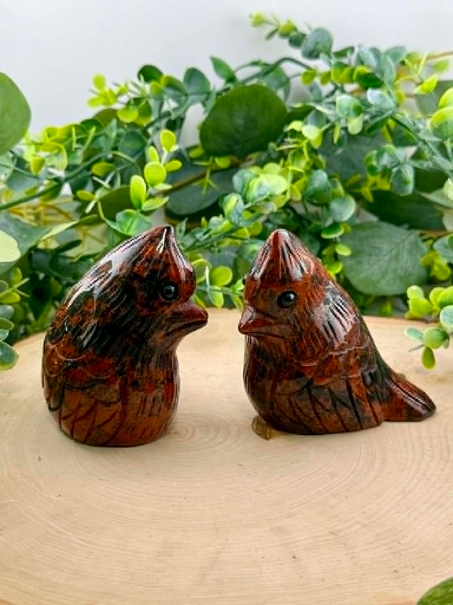Mahogany Obsidian Cardinal Carvings