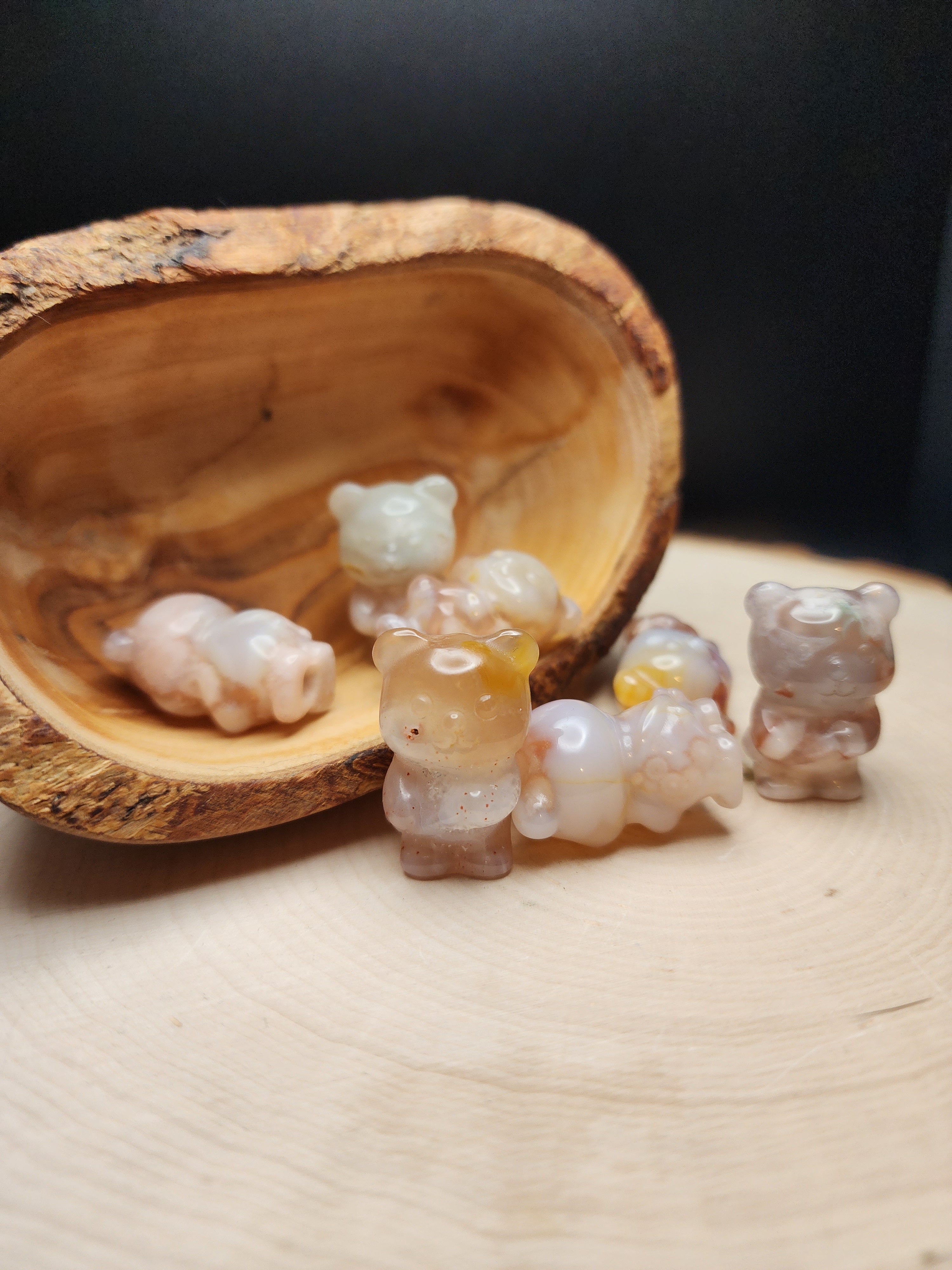 Mini Flower Agate Teddy Bears