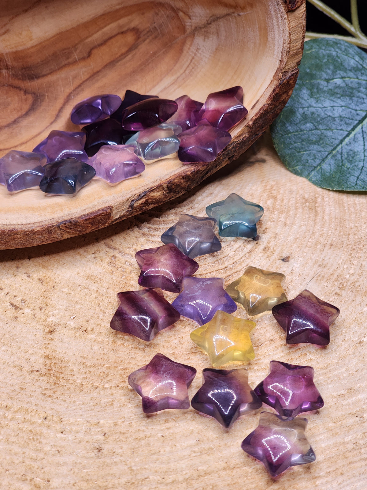 Mini Rainbow Fluorite Star Carvings | Natural Fluorite Crystal Stars | Pocket Size Crystal - Still Water Crystals