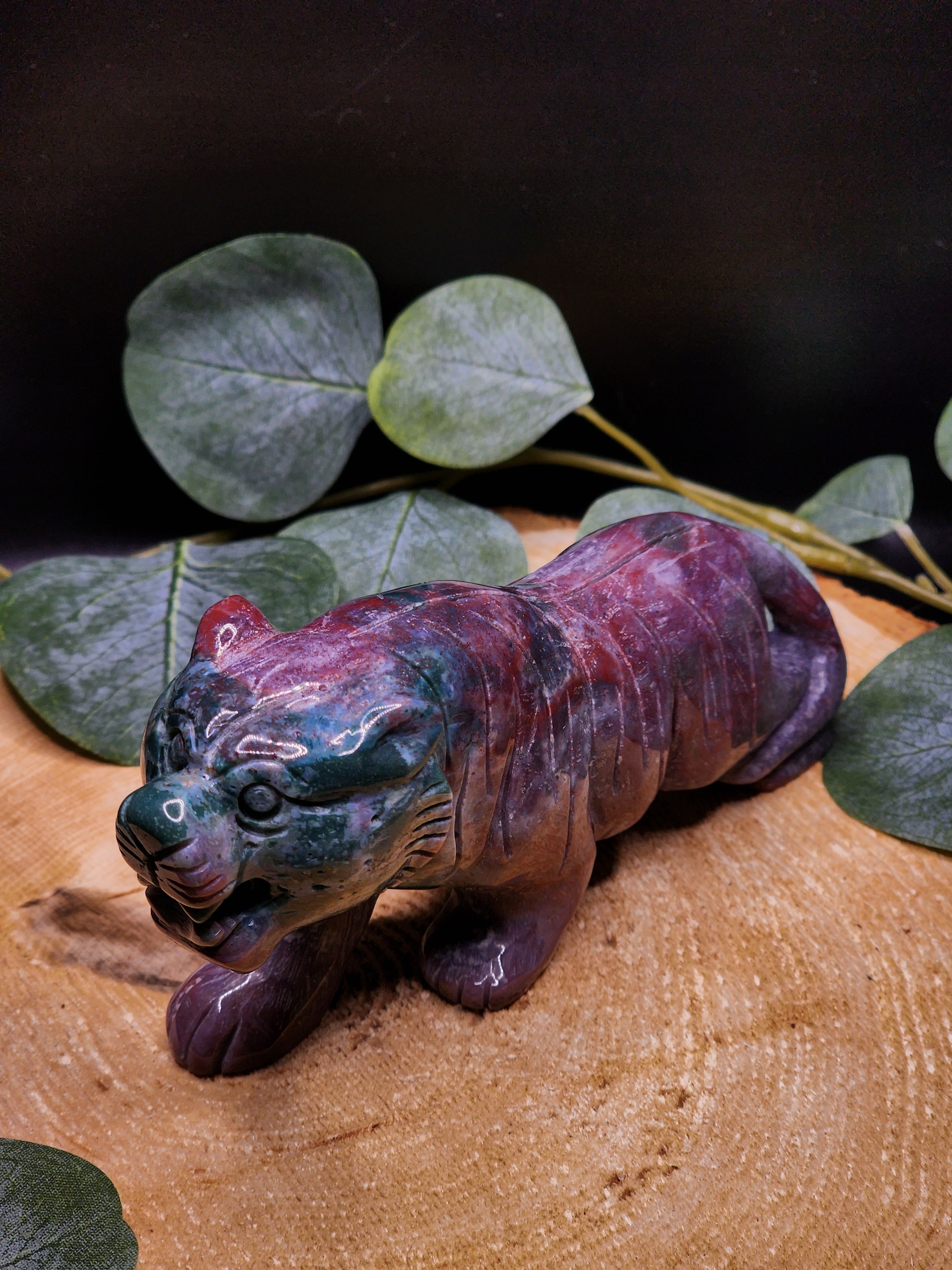 Sea Jasper Tiger Carving